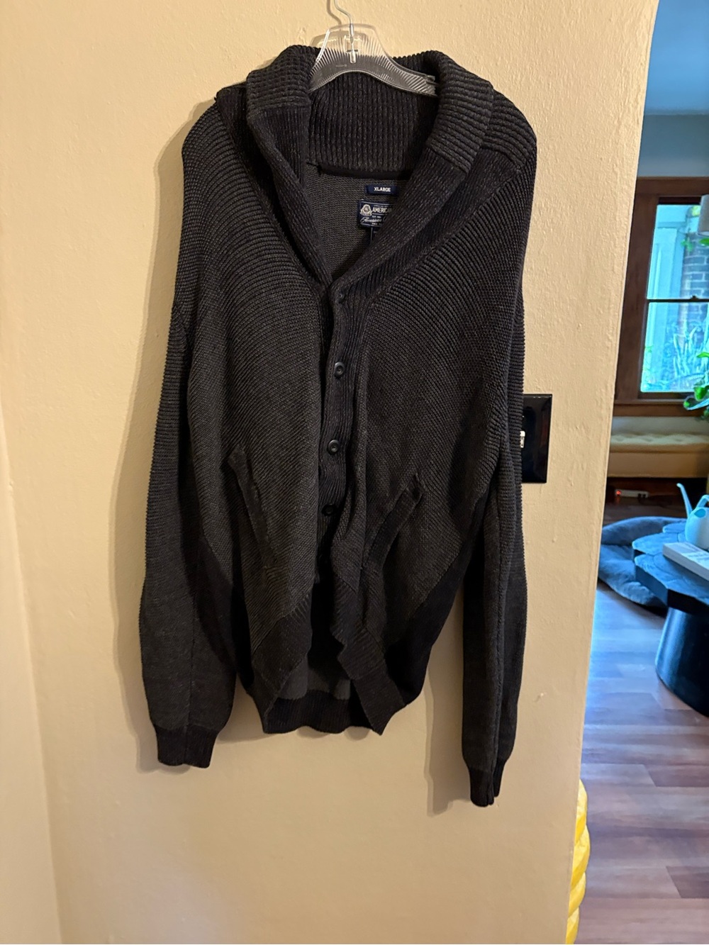 Vintage American Rag Men's Shawl Collar Cardigan - Black